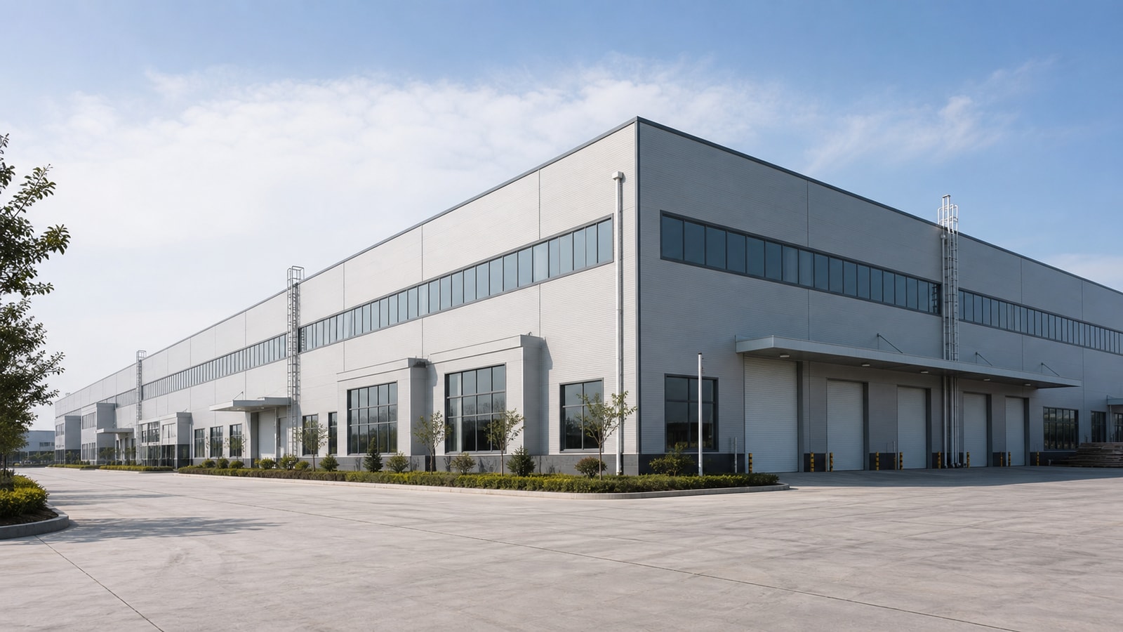 Modern commercial kitchen equipment factory exterior