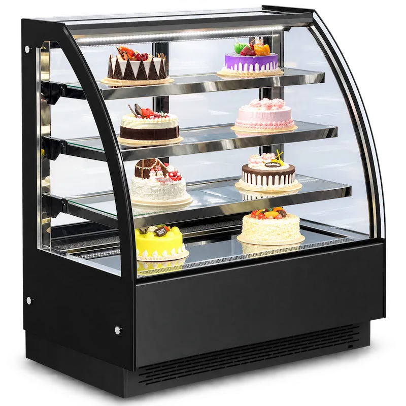 CATERTOP CT-BDC100C3M Curved Glass Cake Showcase (Black Color Steel)