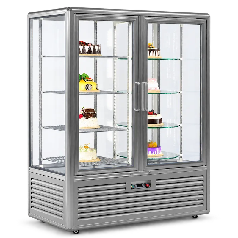 CATERTOP CT-BDC828L2A Double Door Vertical Cake Showcase - Silver Aluminum