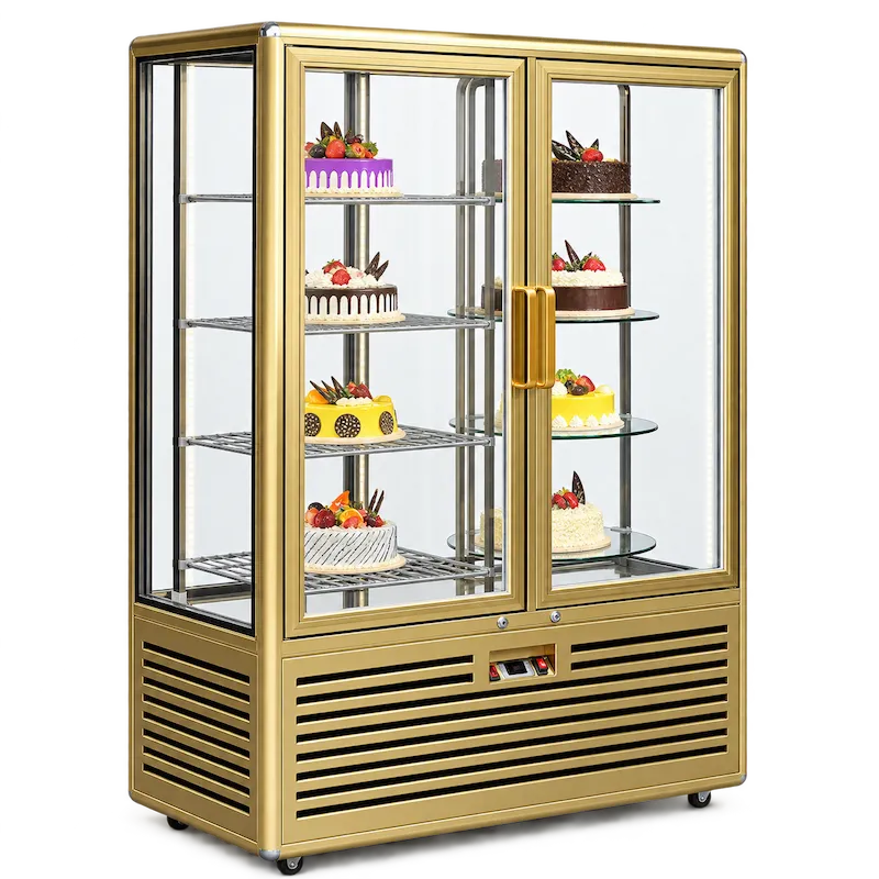 CATERTOP CT-BDC828L2GA Double Door Vertical Cake Showcase - Golden Aluminum
