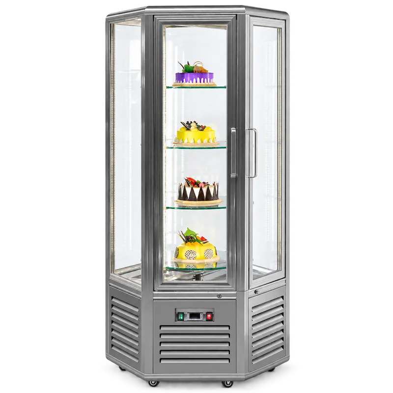 CATERTOP CT-BDC600L2A Hexahedron Vertical Cake Showcase - Silver Aluminum