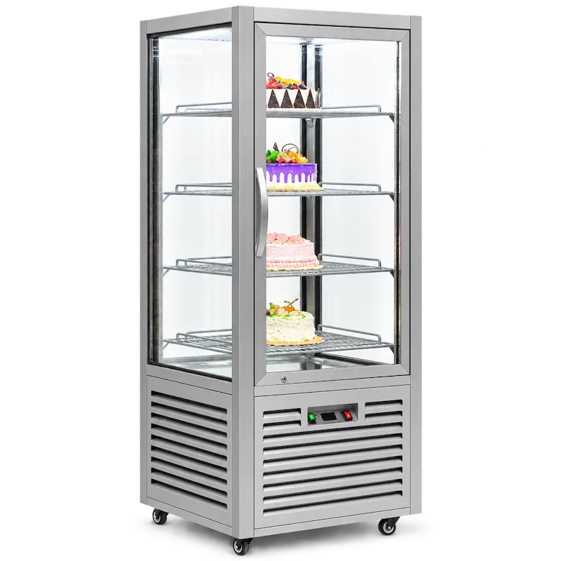 CATERTOP CT-BDC418L1SA Single Door Vertical Cake Showcase with Rolling Shelves (Stainless Steel)
