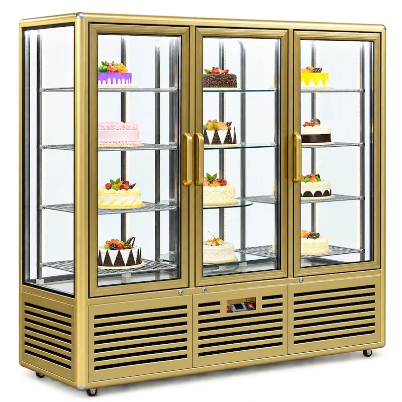 CATERTOP CT-BDC1250L3GA Three Door Vertical Cake Showcase - Golden Aluminum