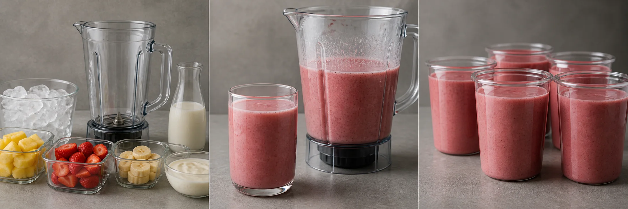 Incoming ingredients, blended result, and repeated portions shown for Commercial Blender requirement review