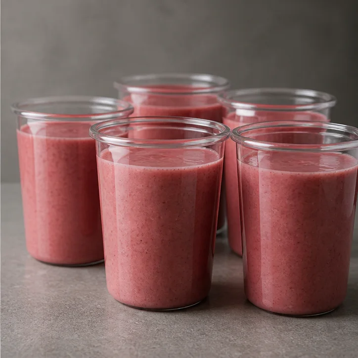 Multiple prepared beverage portions representing repeated commercial blending duty