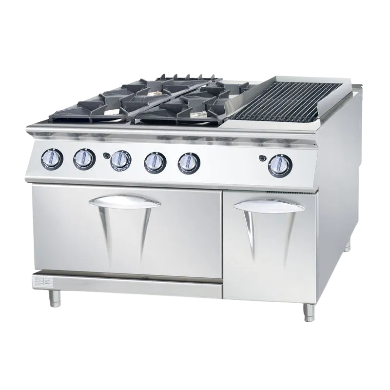Gas Range 4-Burner with Gas Lava Rock Grill & Gas Oven CT-GRL799GO