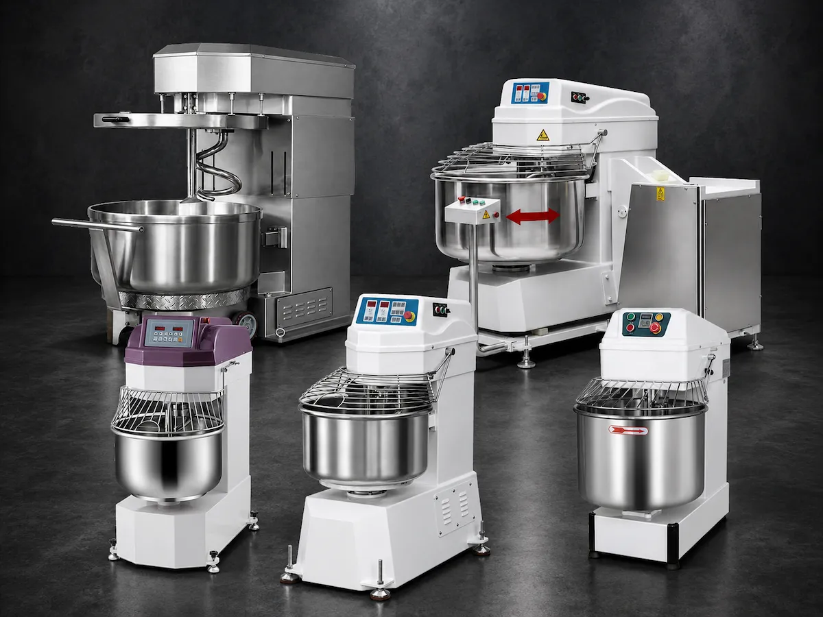 Dough mixer range with spiral, tilting and removable-bowl configurations