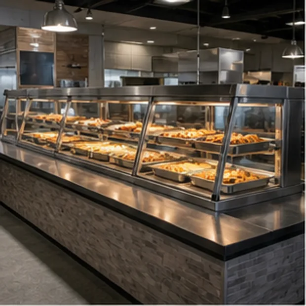 Hot Food Display Case in a commercial service workflow