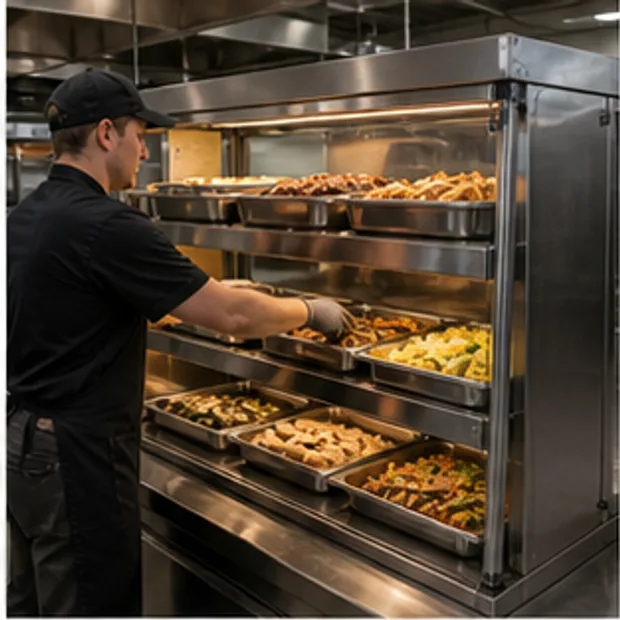 Hot Food Display Case map display, replenishment, and access context