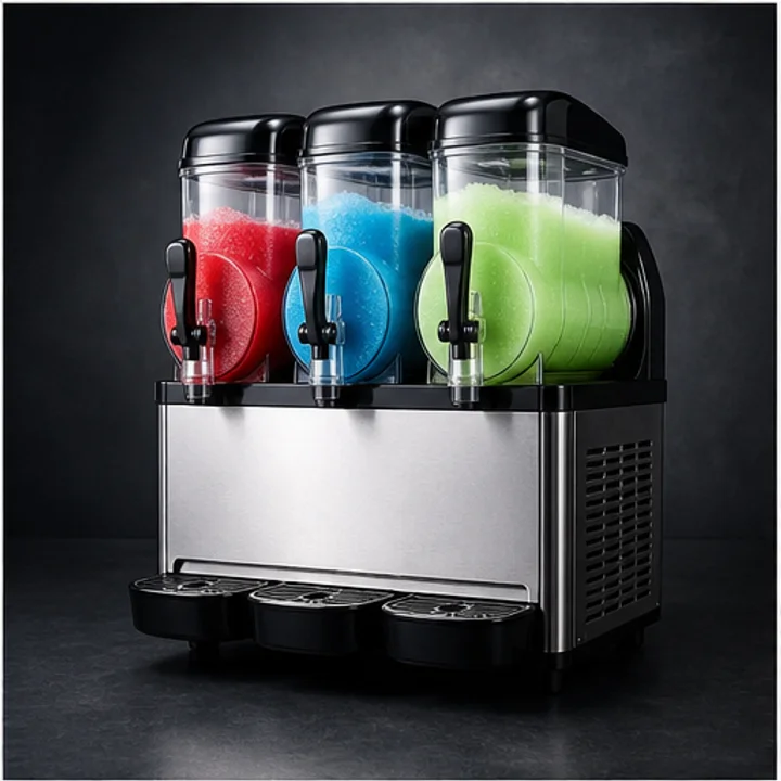 Commercial Slush Machine shown as design-stage technical catalogue equipment