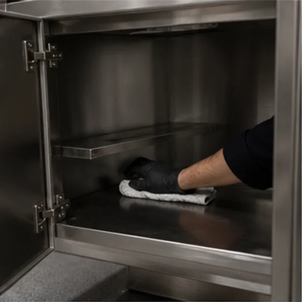 Stainless Steel Kitchen Cabinet map enclosure, access, and fabrication context