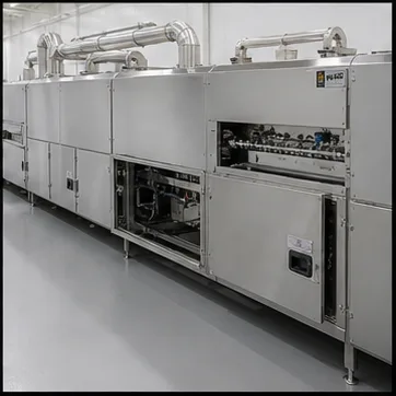 Tunnel oven line installation and service context